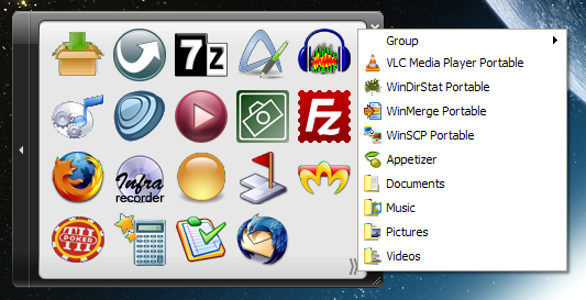 Appetizer Submenus and extra-large icons